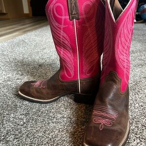 Ariat Pink and Brown Heeled Boots